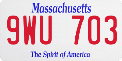 MA license plate 9WU703