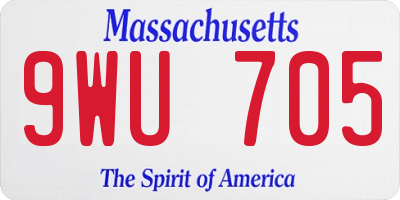 MA license plate 9WU705