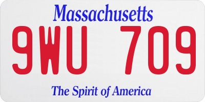 MA license plate 9WU709