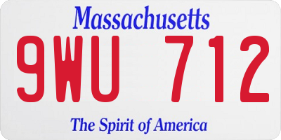 MA license plate 9WU712
