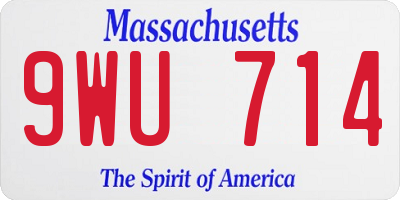 MA license plate 9WU714