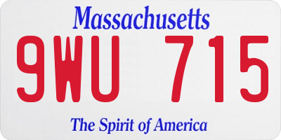 MA license plate 9WU715