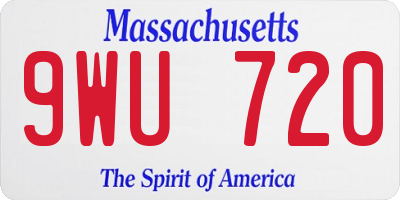 MA license plate 9WU720