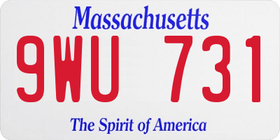 MA license plate 9WU731