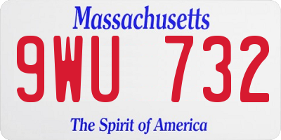 MA license plate 9WU732