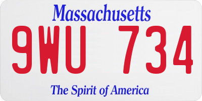 MA license plate 9WU734