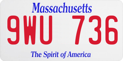 MA license plate 9WU736