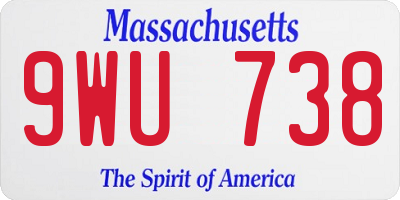 MA license plate 9WU738