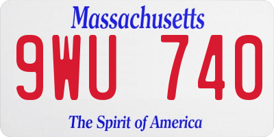 MA license plate 9WU740