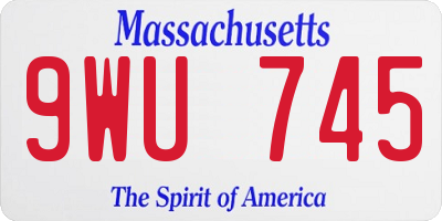 MA license plate 9WU745