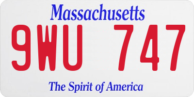 MA license plate 9WU747