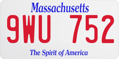MA license plate 9WU752