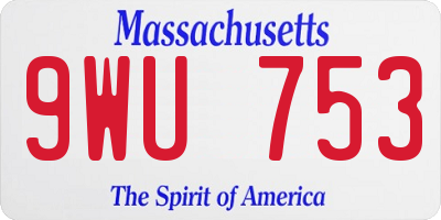 MA license plate 9WU753