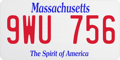 MA license plate 9WU756