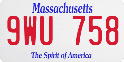 MA license plate 9WU758