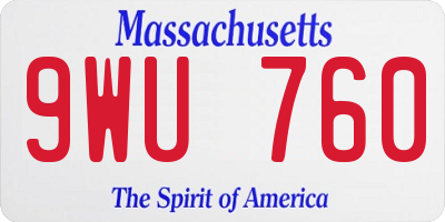 MA license plate 9WU760