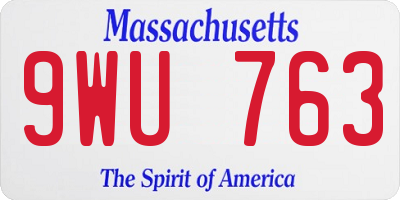 MA license plate 9WU763