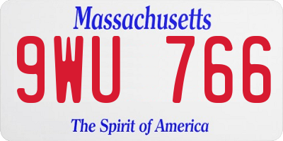 MA license plate 9WU766