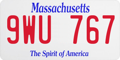 MA license plate 9WU767