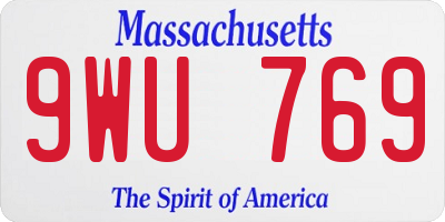 MA license plate 9WU769