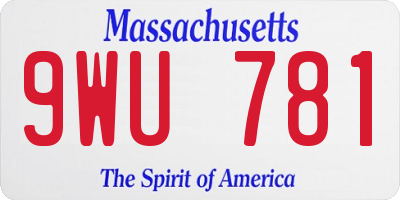 MA license plate 9WU781