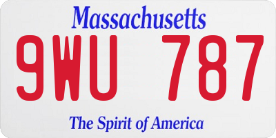 MA license plate 9WU787