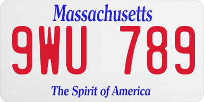 MA license plate 9WU789