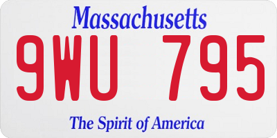 MA license plate 9WU795