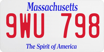 MA license plate 9WU798