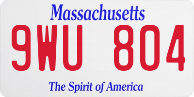 MA license plate 9WU804