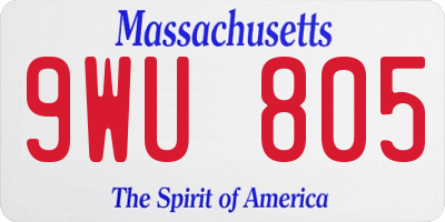MA license plate 9WU805