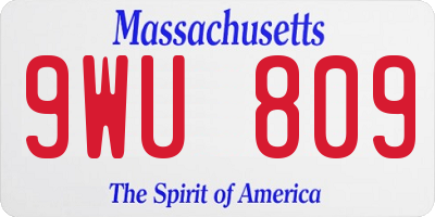MA license plate 9WU809