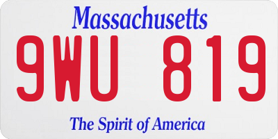 MA license plate 9WU819