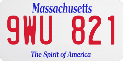 MA license plate 9WU821