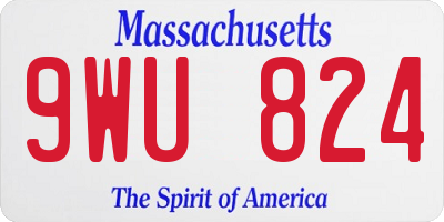 MA license plate 9WU824