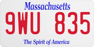 MA license plate 9WU835
