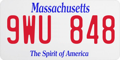 MA license plate 9WU848