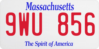MA license plate 9WU856