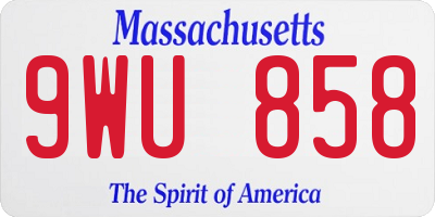 MA license plate 9WU858