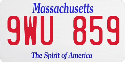 MA license plate 9WU859