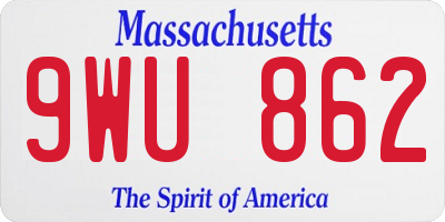 MA license plate 9WU862