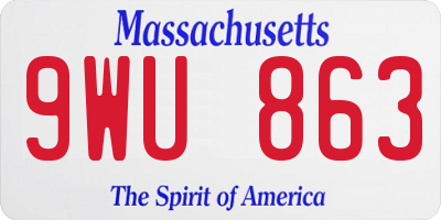 MA license plate 9WU863