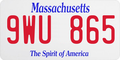 MA license plate 9WU865