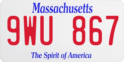MA license plate 9WU867