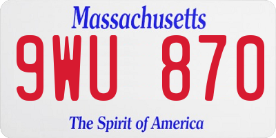 MA license plate 9WU870