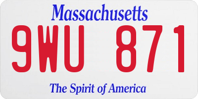 MA license plate 9WU871