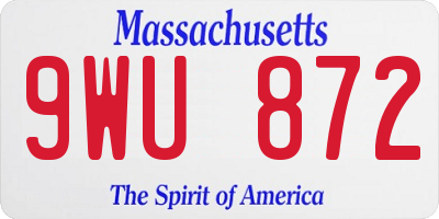 MA license plate 9WU872