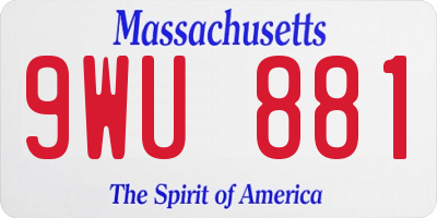 MA license plate 9WU881