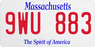 MA license plate 9WU883