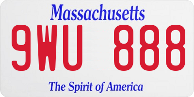 MA license plate 9WU888